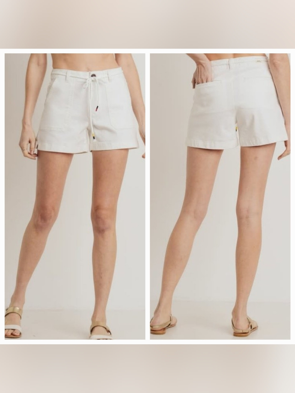 $60 L.T.J Letter to Juliet High Rise Chino Shorts, Small Off White